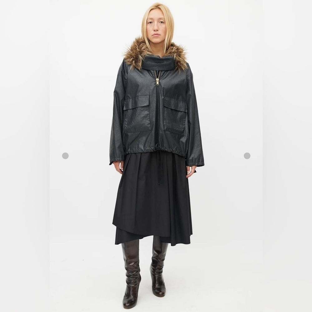 Smythe Black Fur Trim Pullover Jacket Size S